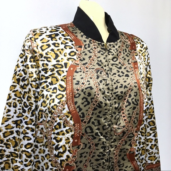 🆕NWT Equestrian Leopard Print Bomber Jacket - Picture 4 of 8